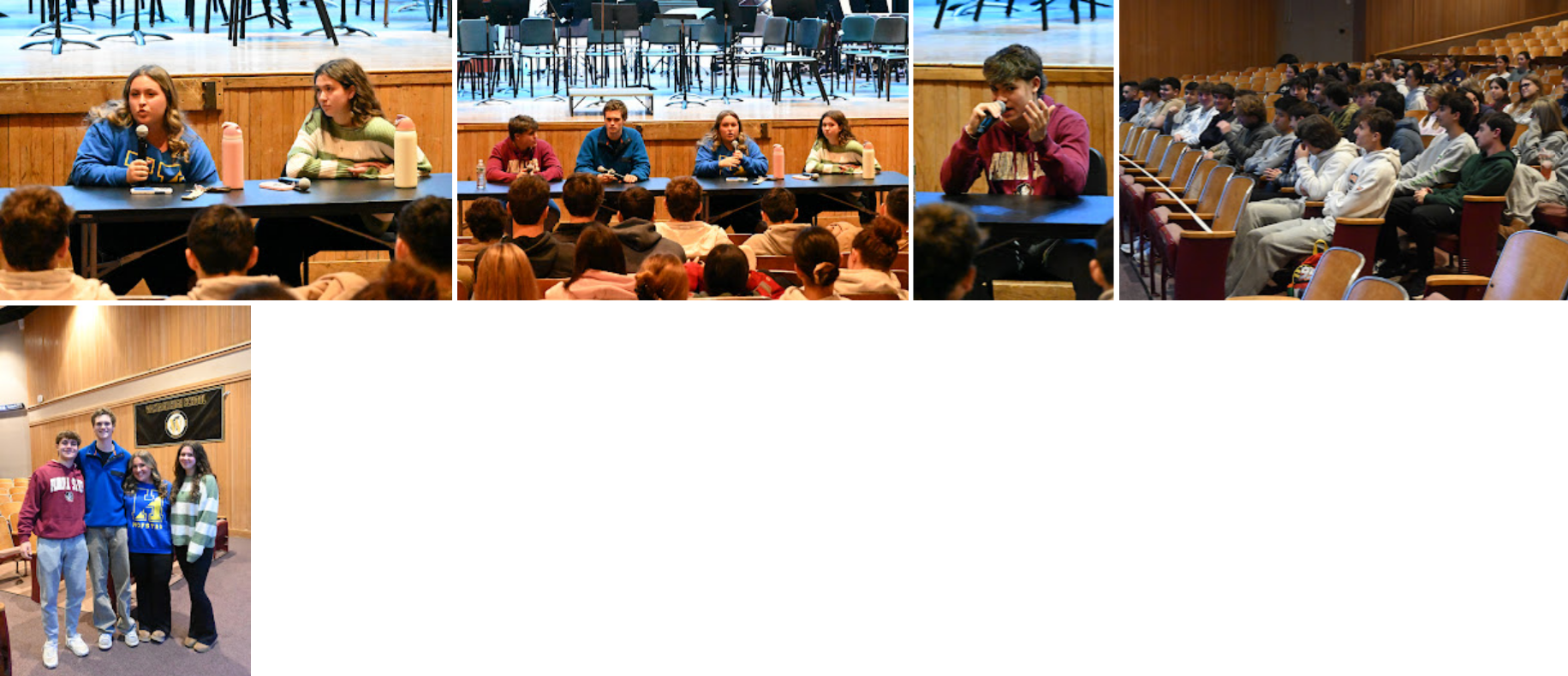 collage of photos of students speaking to each other